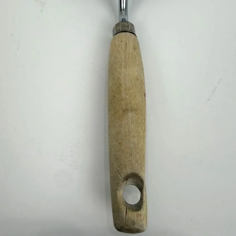 Vintage EKCO Slotted Spatula, Chromium Plated with Wood Handle